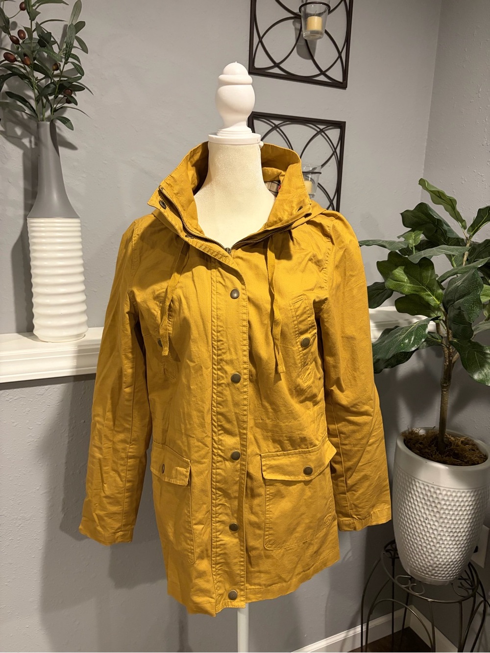 Love Tree Mustard Hooded Utility Jacket